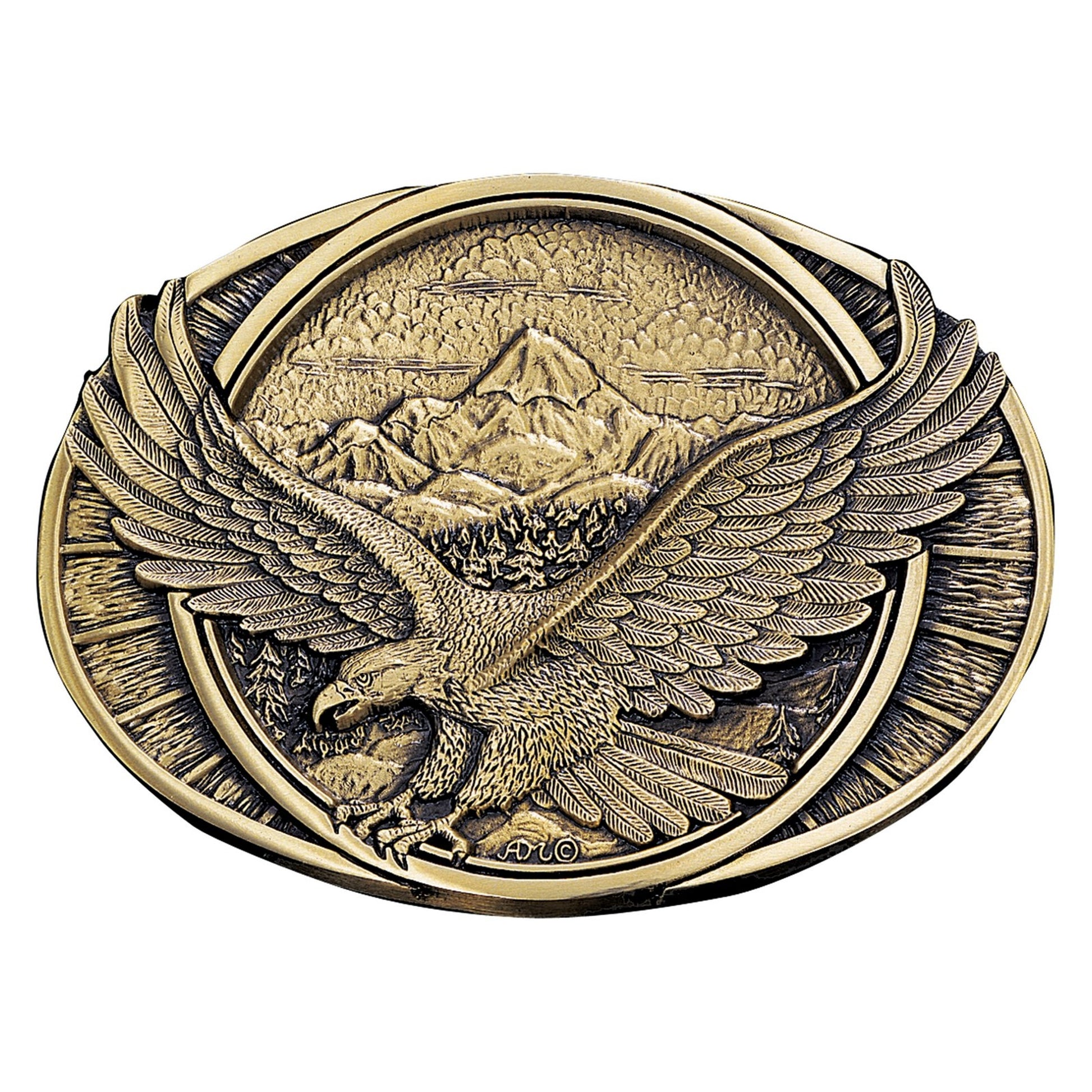 Montana Silversmiths Soaring Eagle Brass Heritage Attitude Belt Buckle