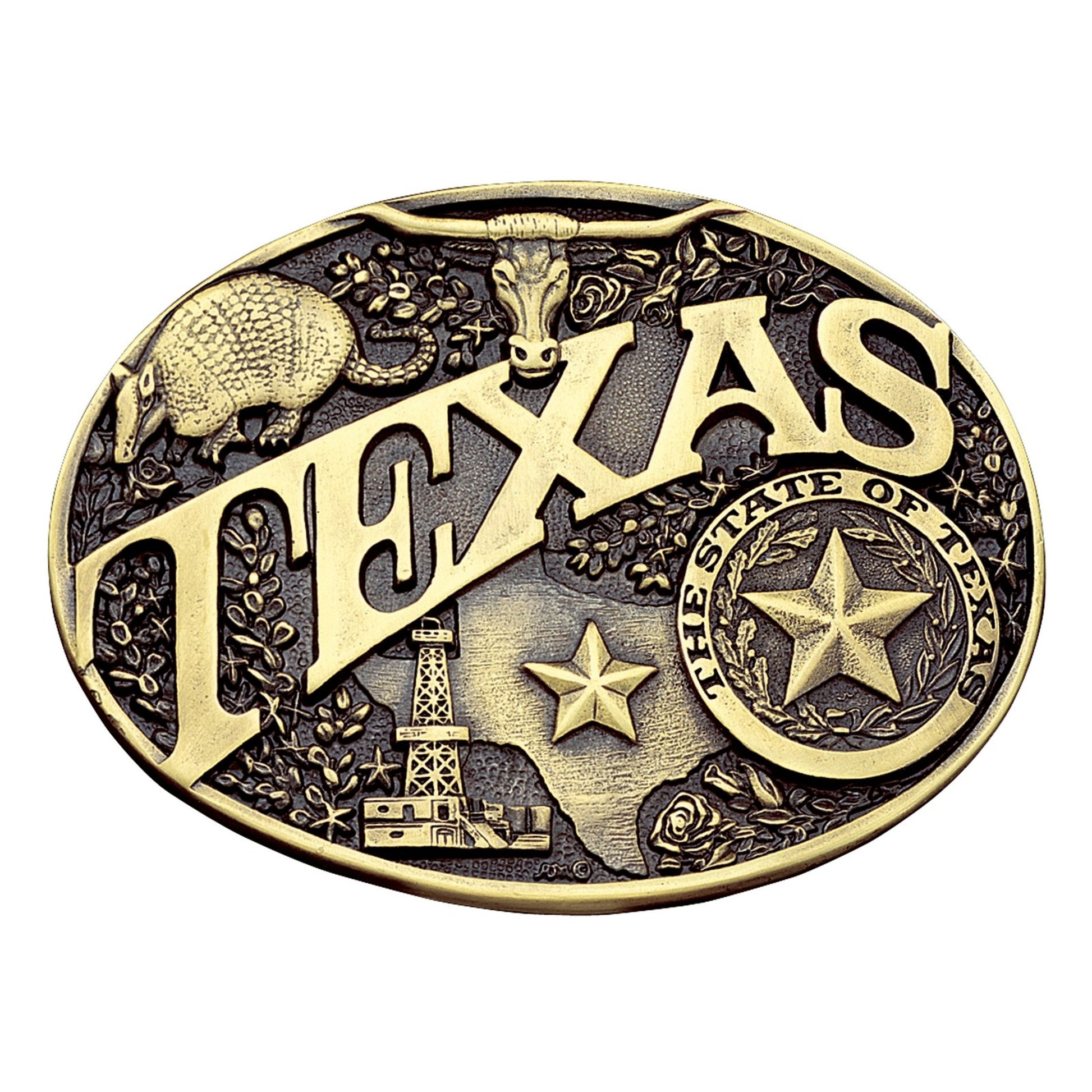 Montana Silversmiths Modern Texas Brass Heritage Attitude Belt Buckle