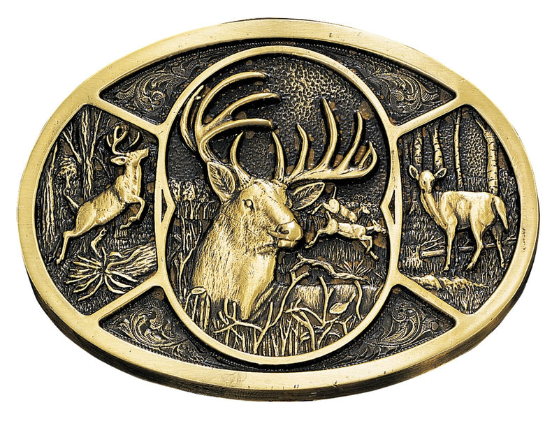 Montana Silversmiths Deer Brass Heritage Attitude Belt Buckle