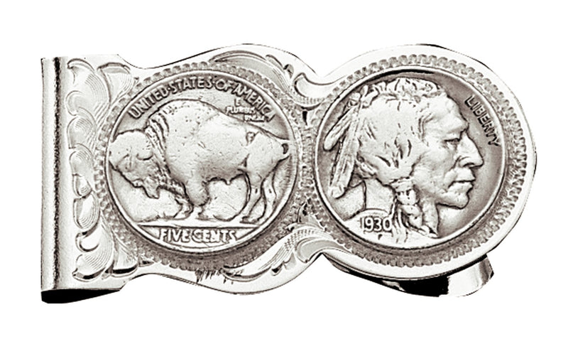 Montana Silversmiths Buffalo Indian Nickel Scalloped Money Clip