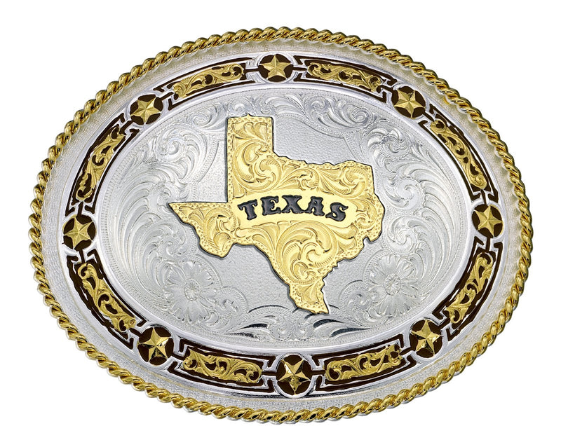 Montana Silversmiths Star Links Western Belt Buckle with State Of Texas