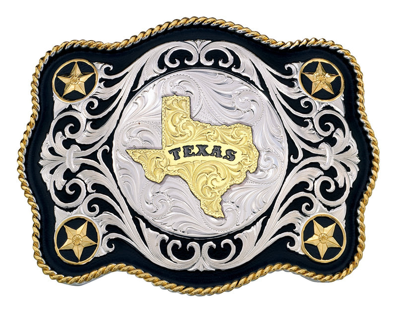 Montana Silversmiths Scalloped Sheridan Style Western Belt Buckle Texas State