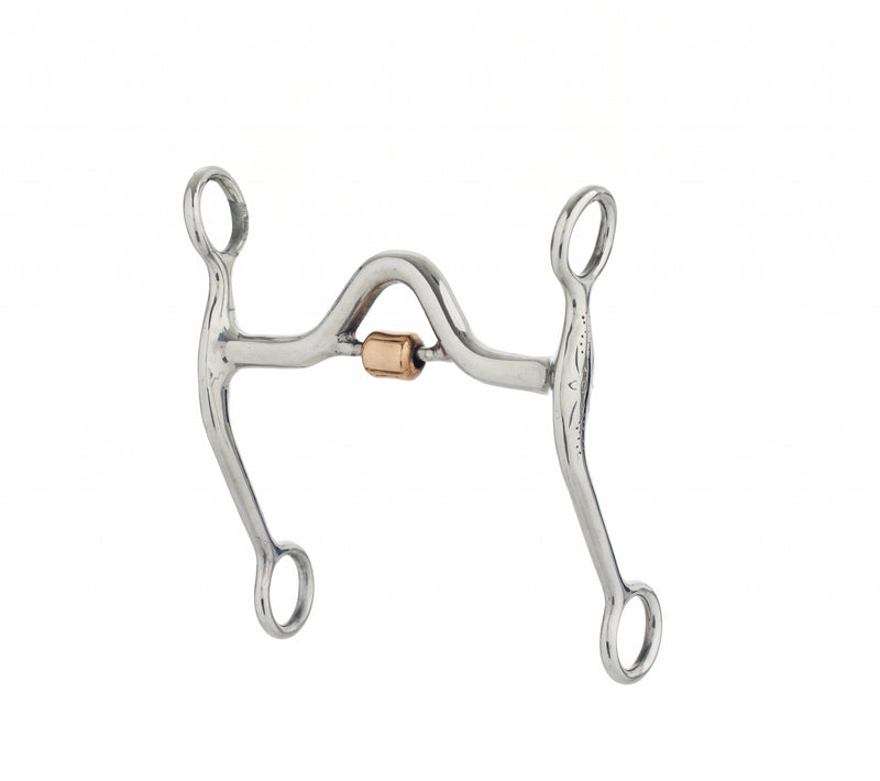 Turn-Two Equine Stainless Steel Med Port Roller Curb Bit