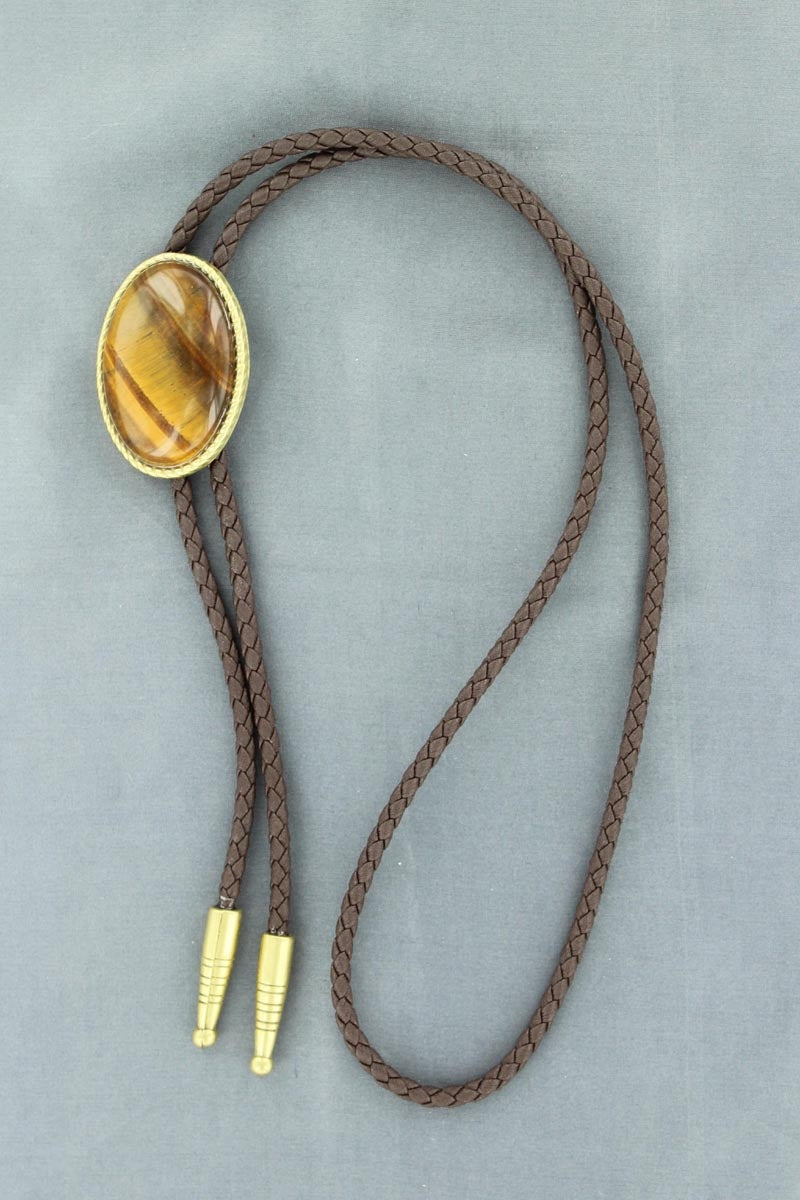 Double S Rope Edge Tiger Eye Bolo