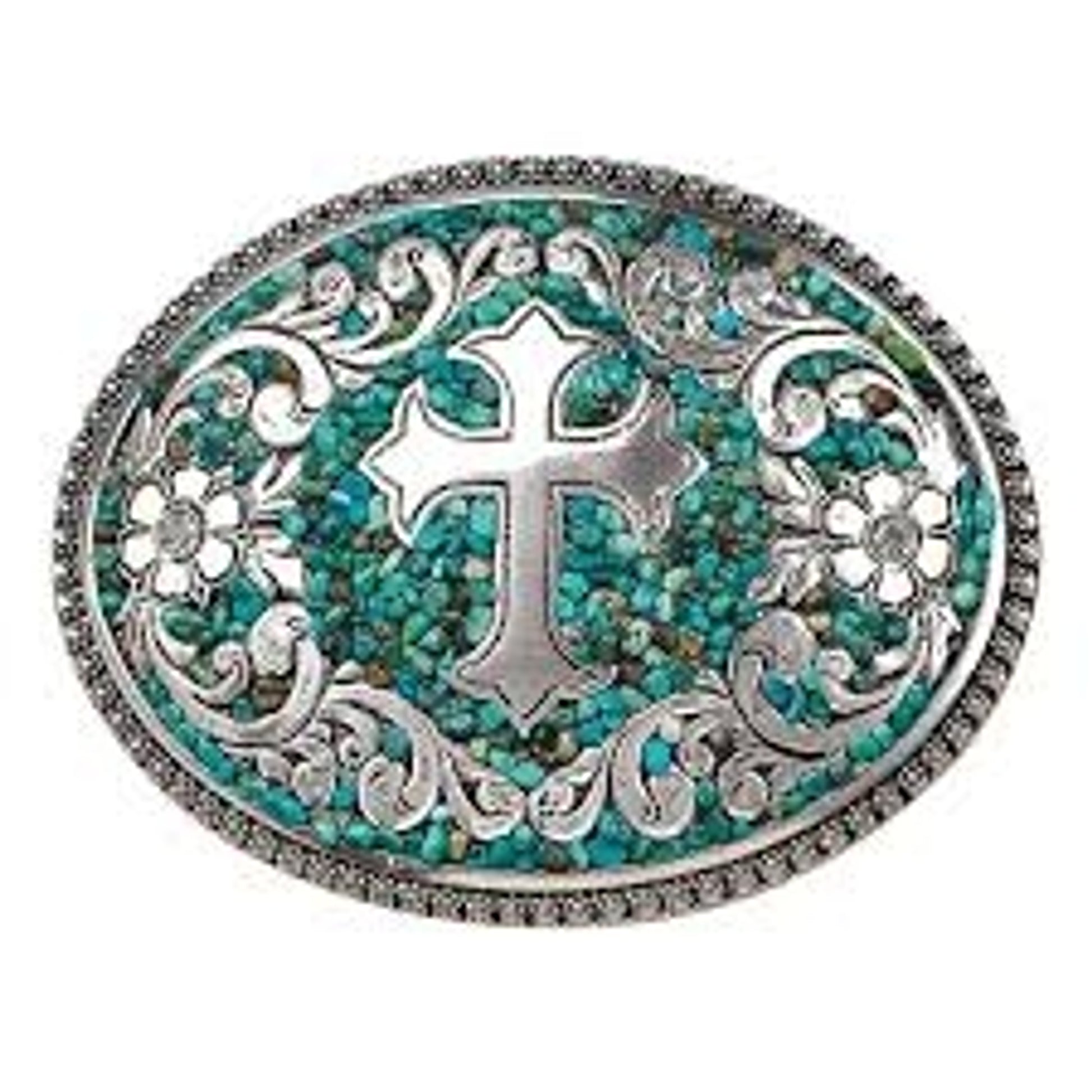 Nocona Oval Cross and Scrolling Buckle