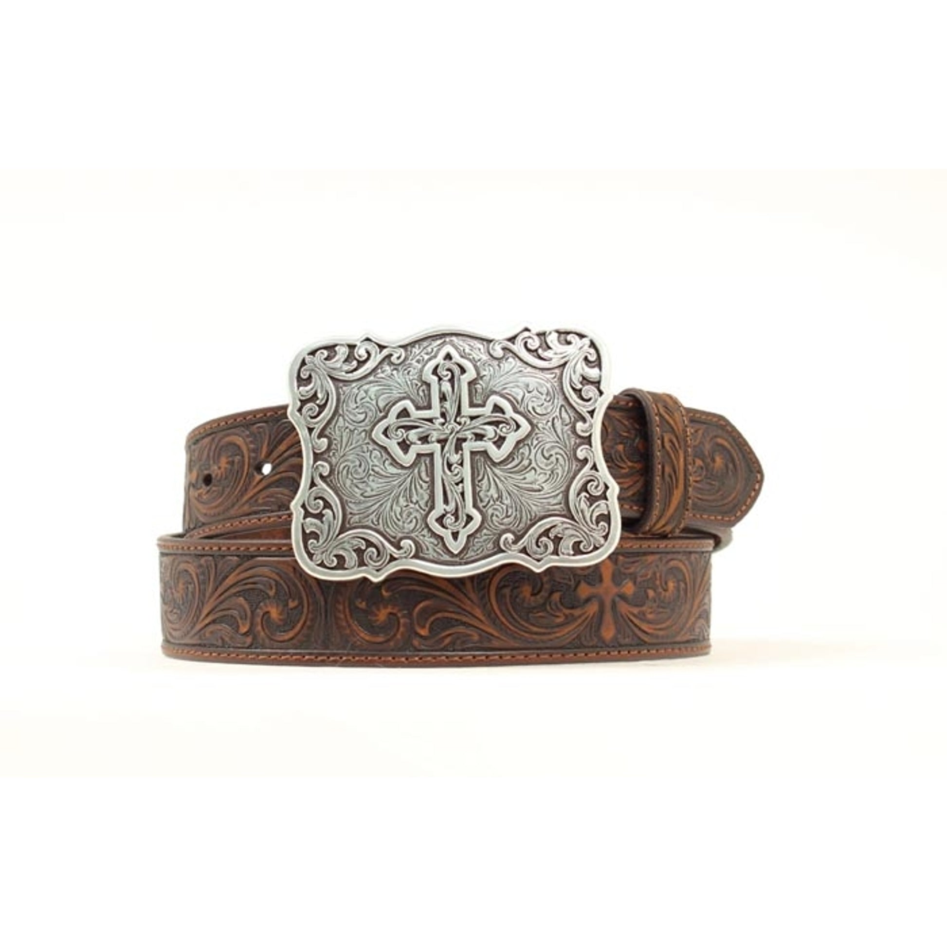 Nocona Ladies Tooled Cross & Scrolls Belt