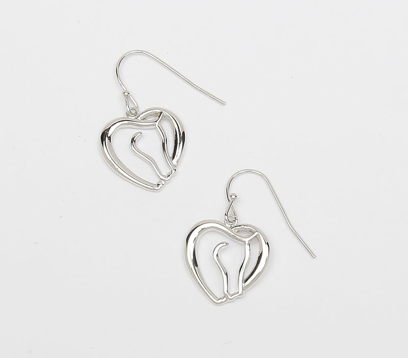 Horse Head in Heart Earrings