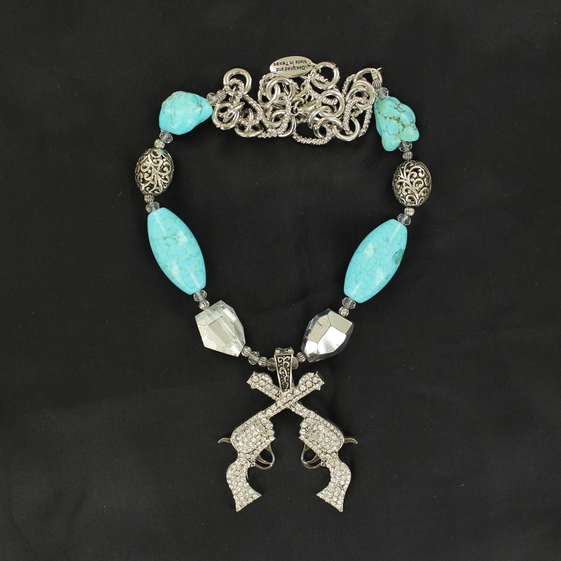 Blazin Roxx Pistols & Stone Necklace Set