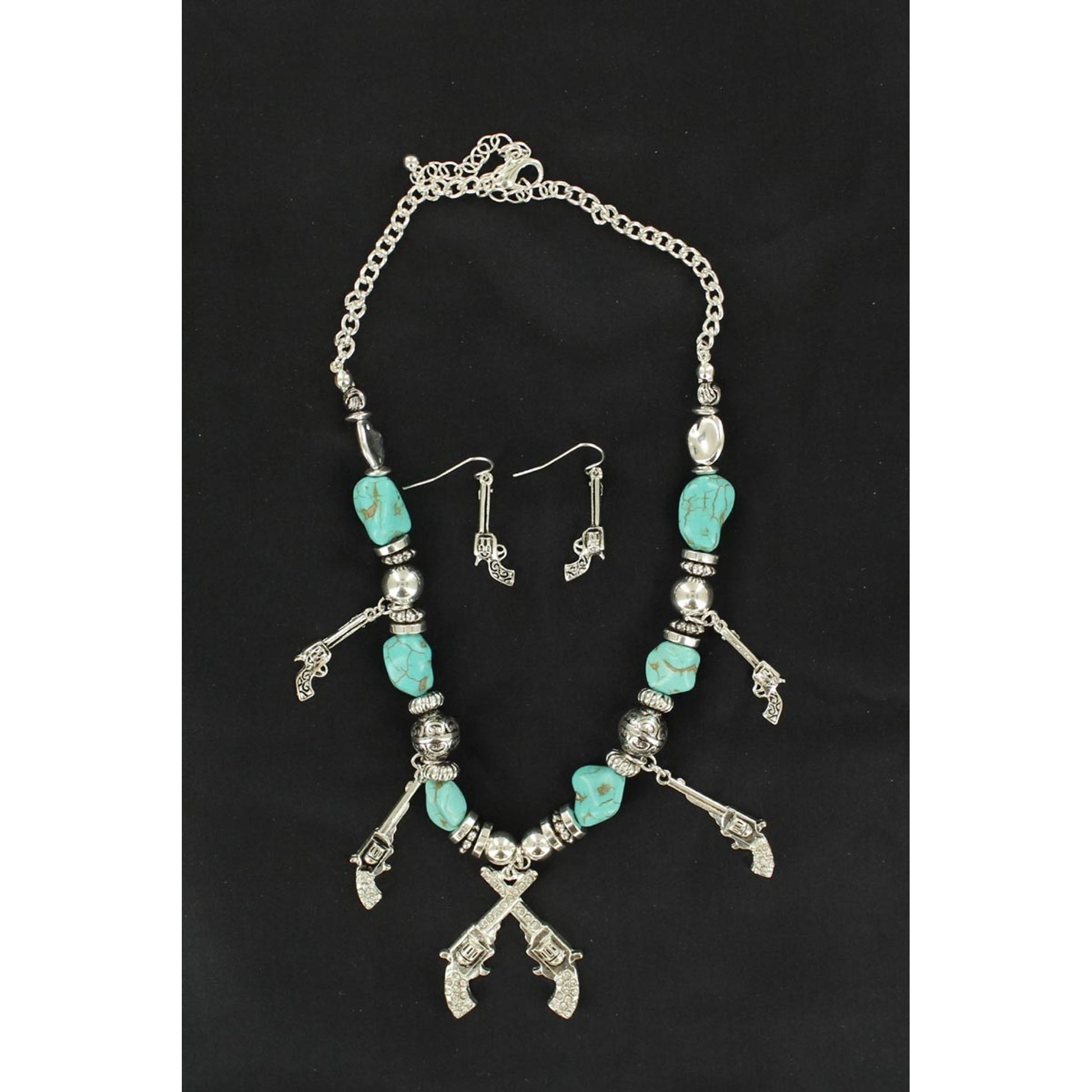Blazin Roxx Pistols Charm Necklace Set