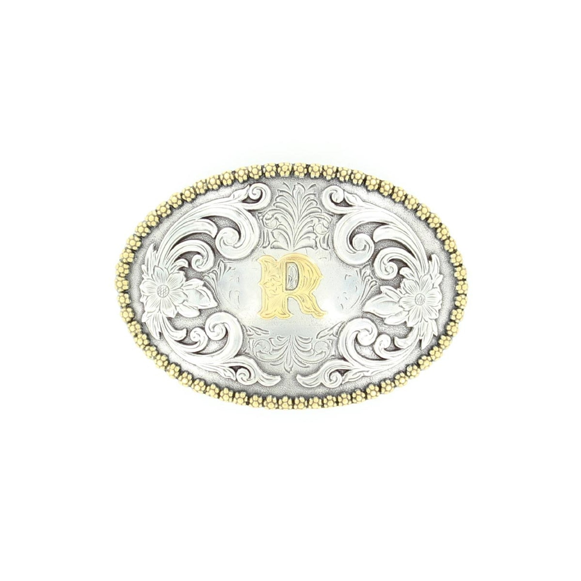 Nocona Antiqued Scroll & Inital Buckle