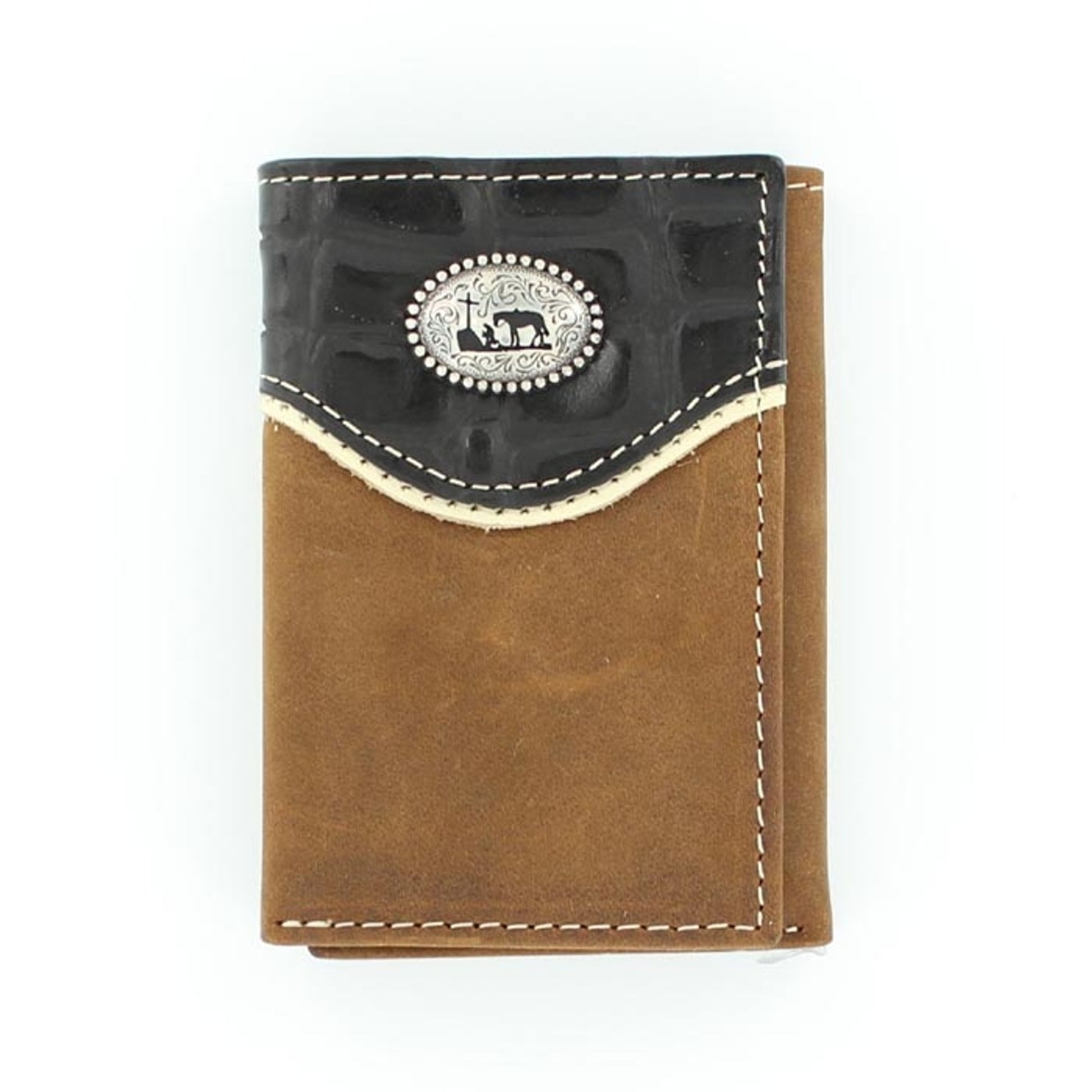 Nocona Tri-fold Tooled Overlay Cowboy Prayer