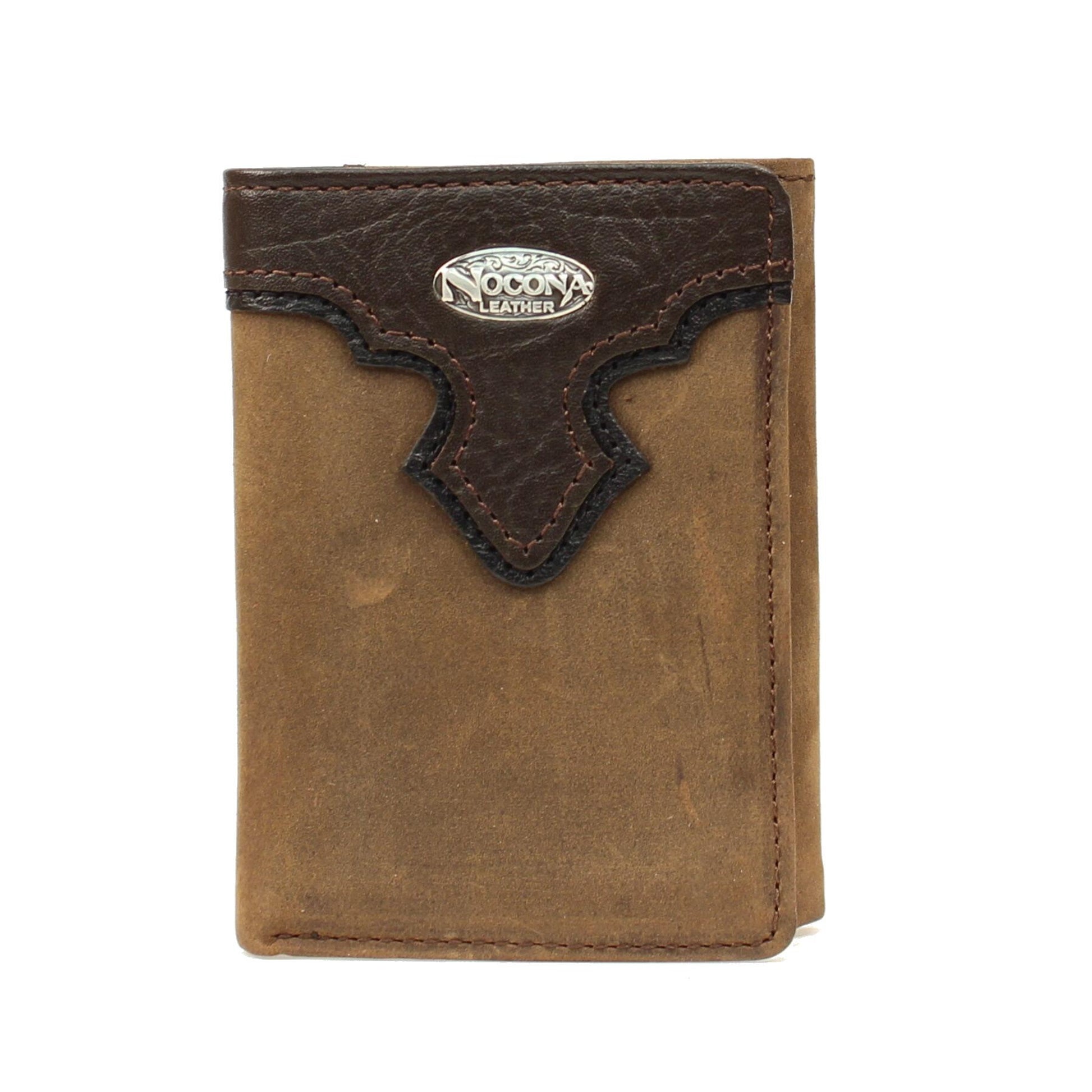 Nocona Tri-fold Distressed Overlay Wallet with Logo Concho