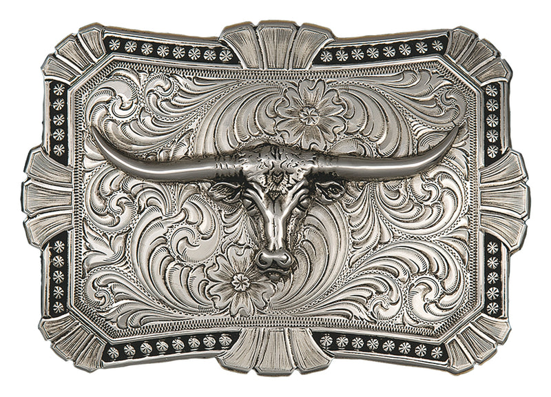Montana Silversmiths Antiqued Trailblazer Buckle with Longhorn