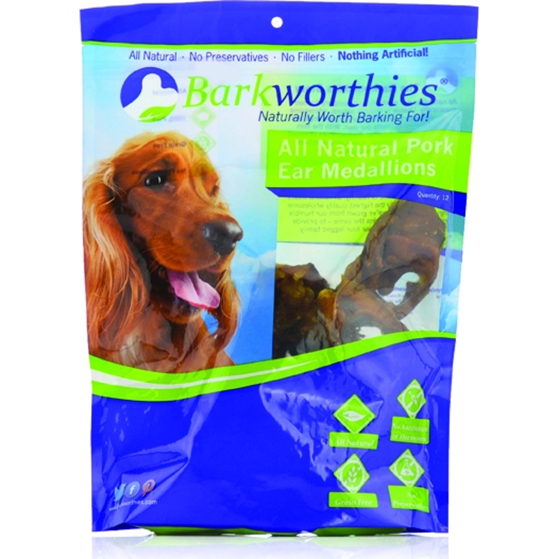 BARKWORTHIES Natural Pig Ear Medallions