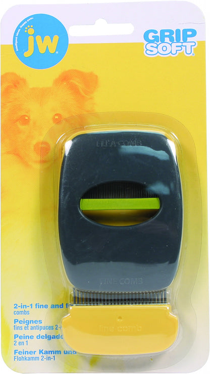 JW Grip Soft 2-In-1 Fine And Flea Combs