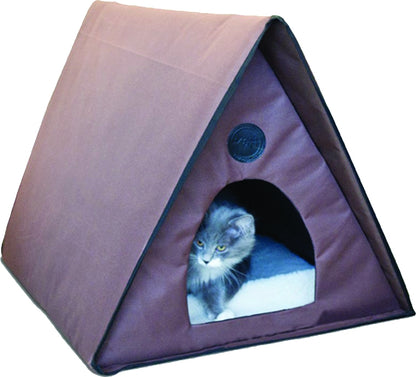 K&H PET Outdoor Heated Multi-Kitty A-Frame - Chocolate