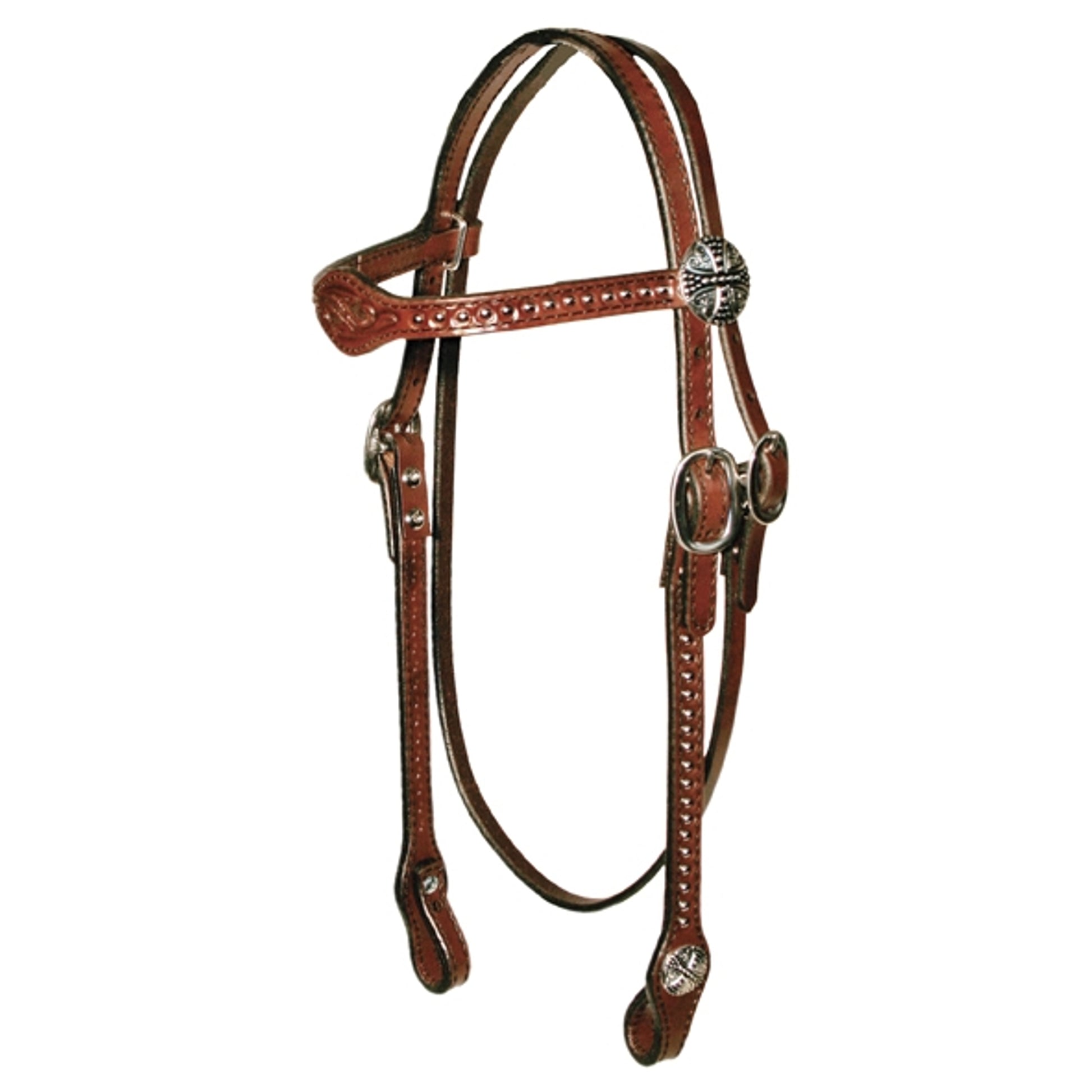 Circle Y Floral Tooled Flared Browband Headstall