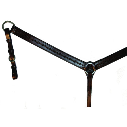 Circle Y Straight Border Tooled Breast Collar
