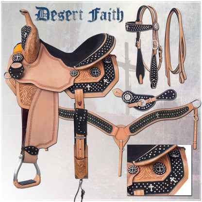 Silver Royal Desert Faith Barrel Saddle with Black Suede Overlay Package