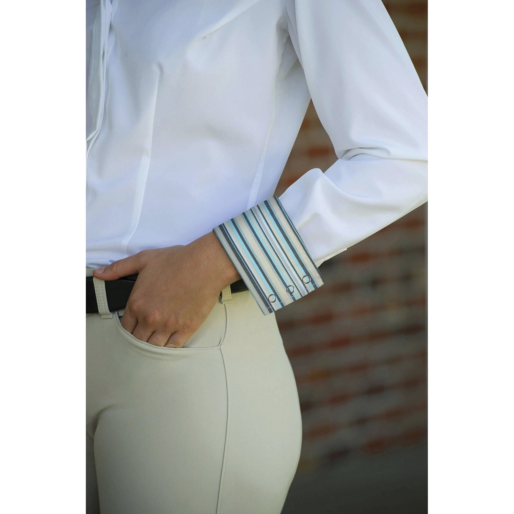 Irideon Ladies Arena Show Patterned Cuff Shirt - Stripes