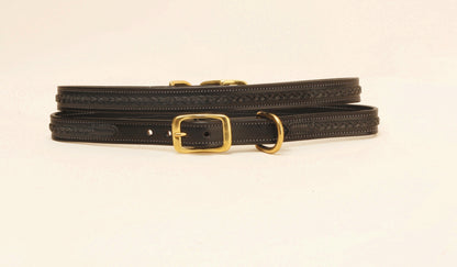 Tory Leather 3/4" Dog Collar - Raised Center Braid - Brass