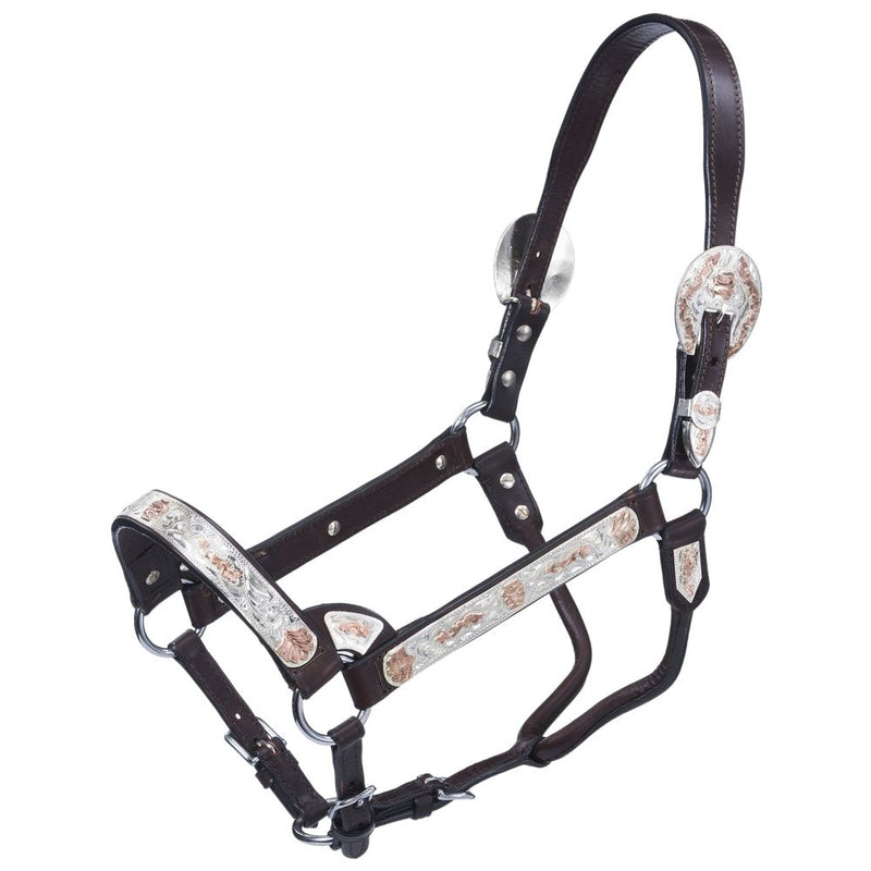Tough-1 Premium Bright Cut Edge Silver with Copper Scroll Show Halter