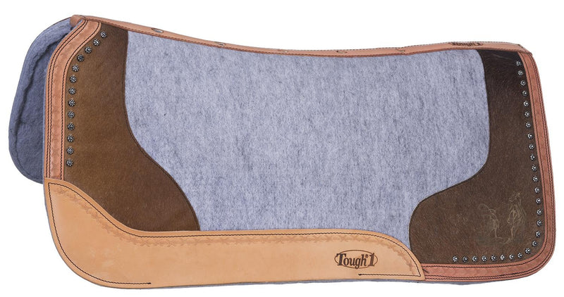 Tough-1 Motif Felt/Hair Contoured Saddle Pad - Calf Roper