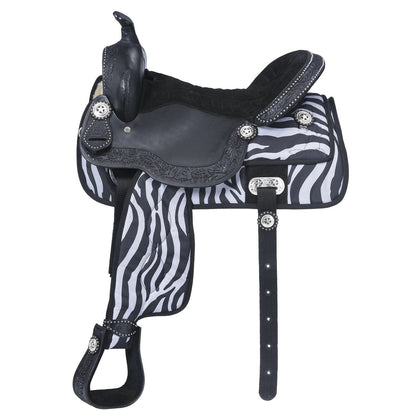 Tough-1 Eclipse Pro Trail Saddle - Zebra Print