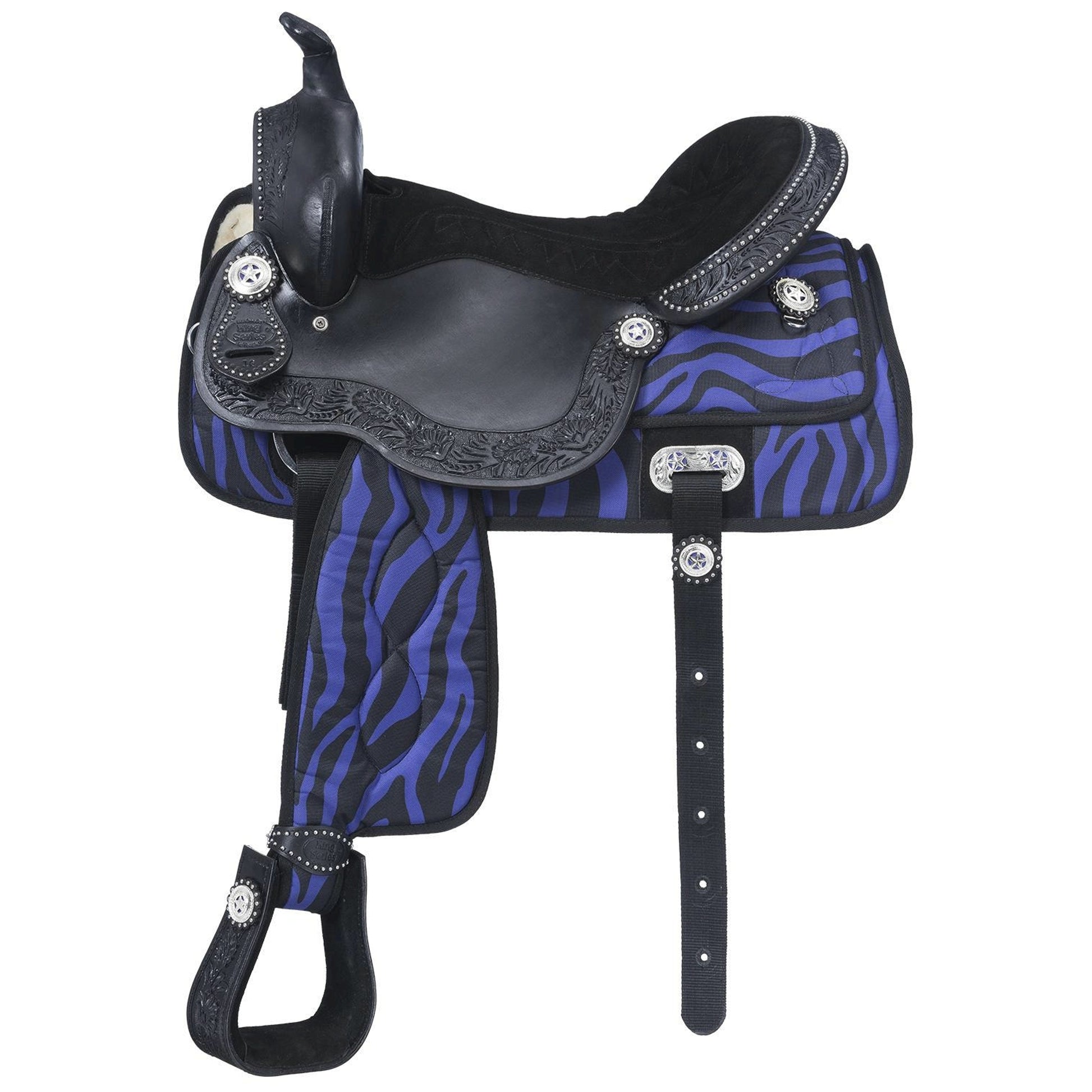Tough-1 Eclipse Pro Trail Saddle - Zebra Print