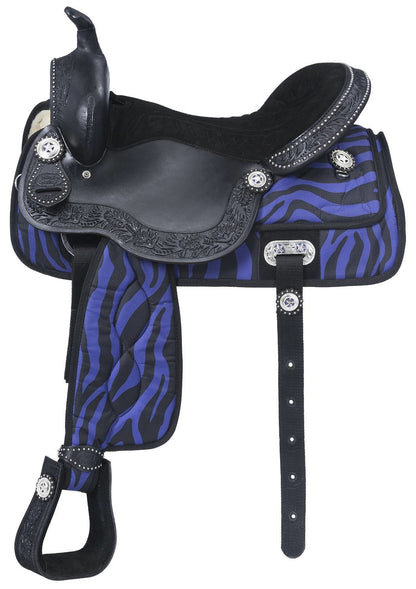 Tough-1 Eclipse Pro Trail Saddle - Zebra Print