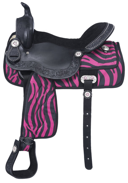 Tough-1 Eclipse Pro Trail Saddle - Zebra Print