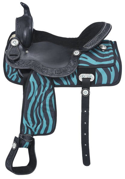Tough-1 Eclipse Pro Trail Saddle - Zebra Print