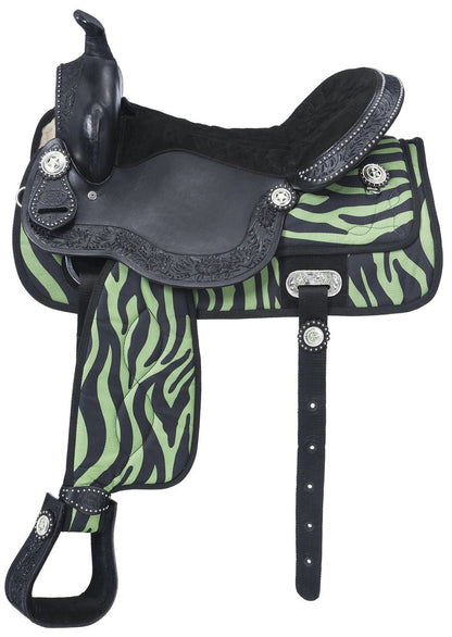 Tough-1 Eclipse Pro Trail Saddle - Zebra Print