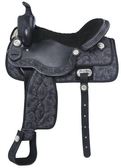 Tough-1 Eclipse Pro Trail Saddle - Tooled Leather Print