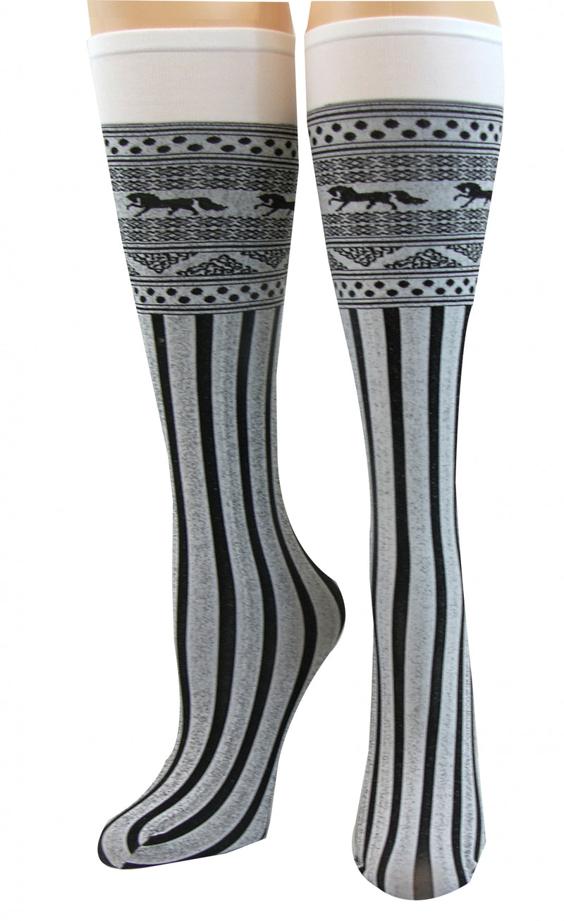Cool Max Socks - Horse Stripe Print Jacquard