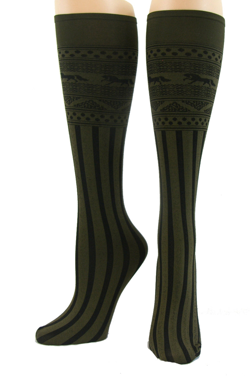 Cool Max Socks - Horse Stripe Print Jacquard