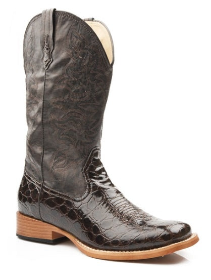 Roper Ladies Faux Imitation Print Wide Toe Faux Leather - Brown