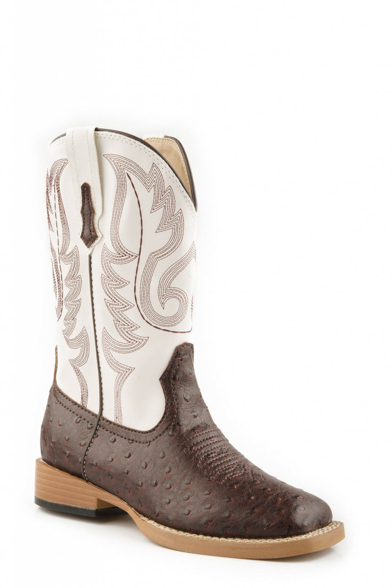 Roper Kids Ostrich Print Square Toe Boots