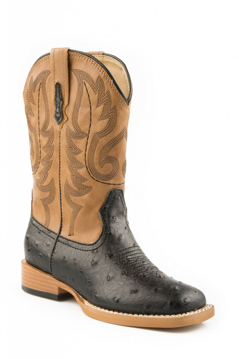 Roper Kids Ostrich Print Square Toe Boots