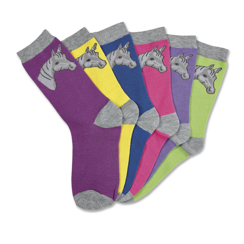 Horse Head Crew Socks - Ladies - 6 Pack