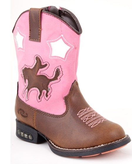 Roper Toddler Girls Bronc Boots with Heel Lights