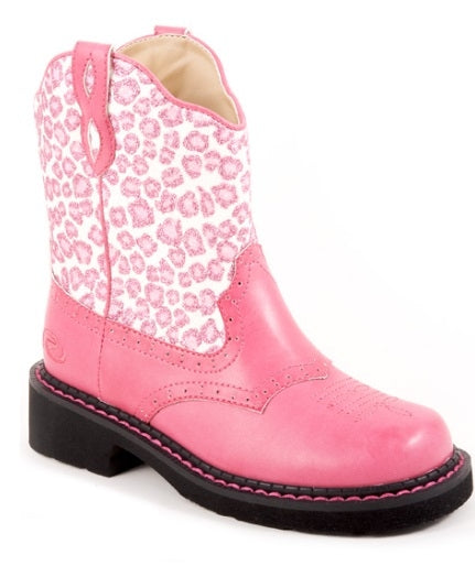 Roper Girls Faux Leather Glitter Print Boots - Pink