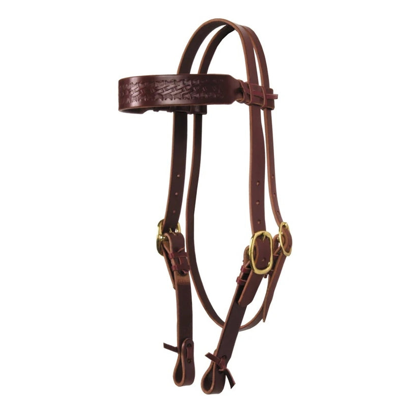 Fabtron Wide Tooled Harness Leather Headstall