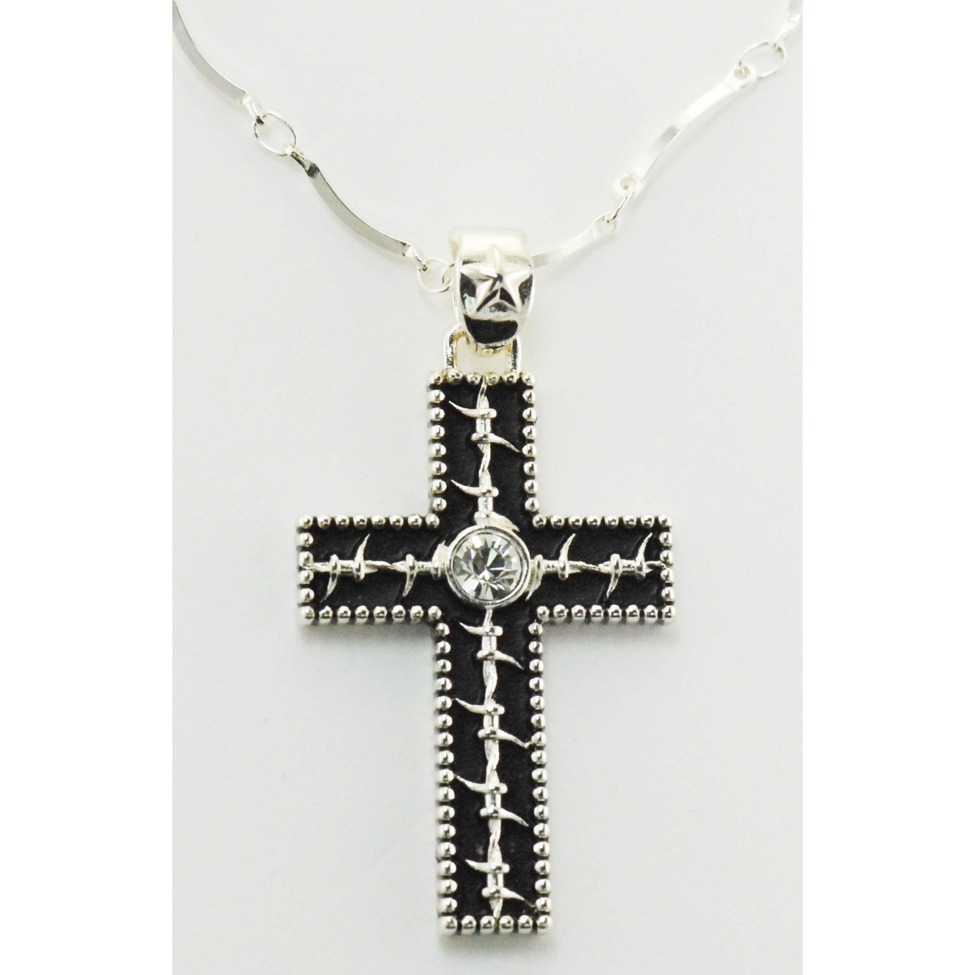 Western Edge Jewelry Barb Wire Cross Necklace