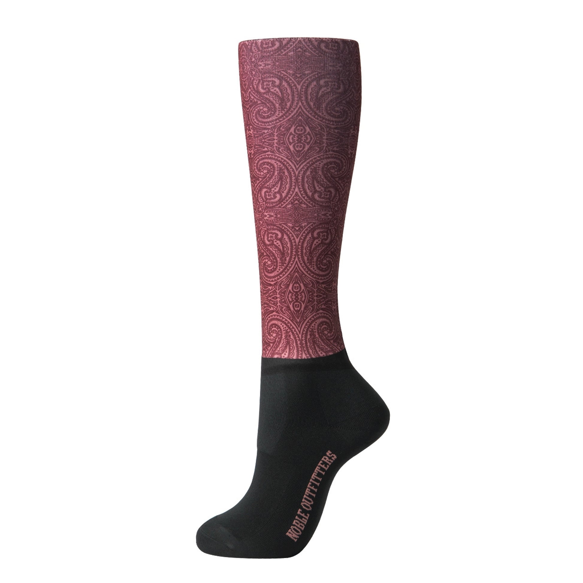 Noble Equestrian Ladies Over the Calf Peddies - Wine Paisley