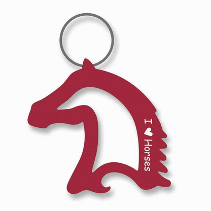 I Love Horses Horse Head Bottle Opener Keychain