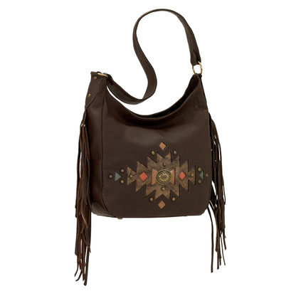 AMERICAN WEST Dream Catcher Slouch Zip Top Shoulder Bag - Black
