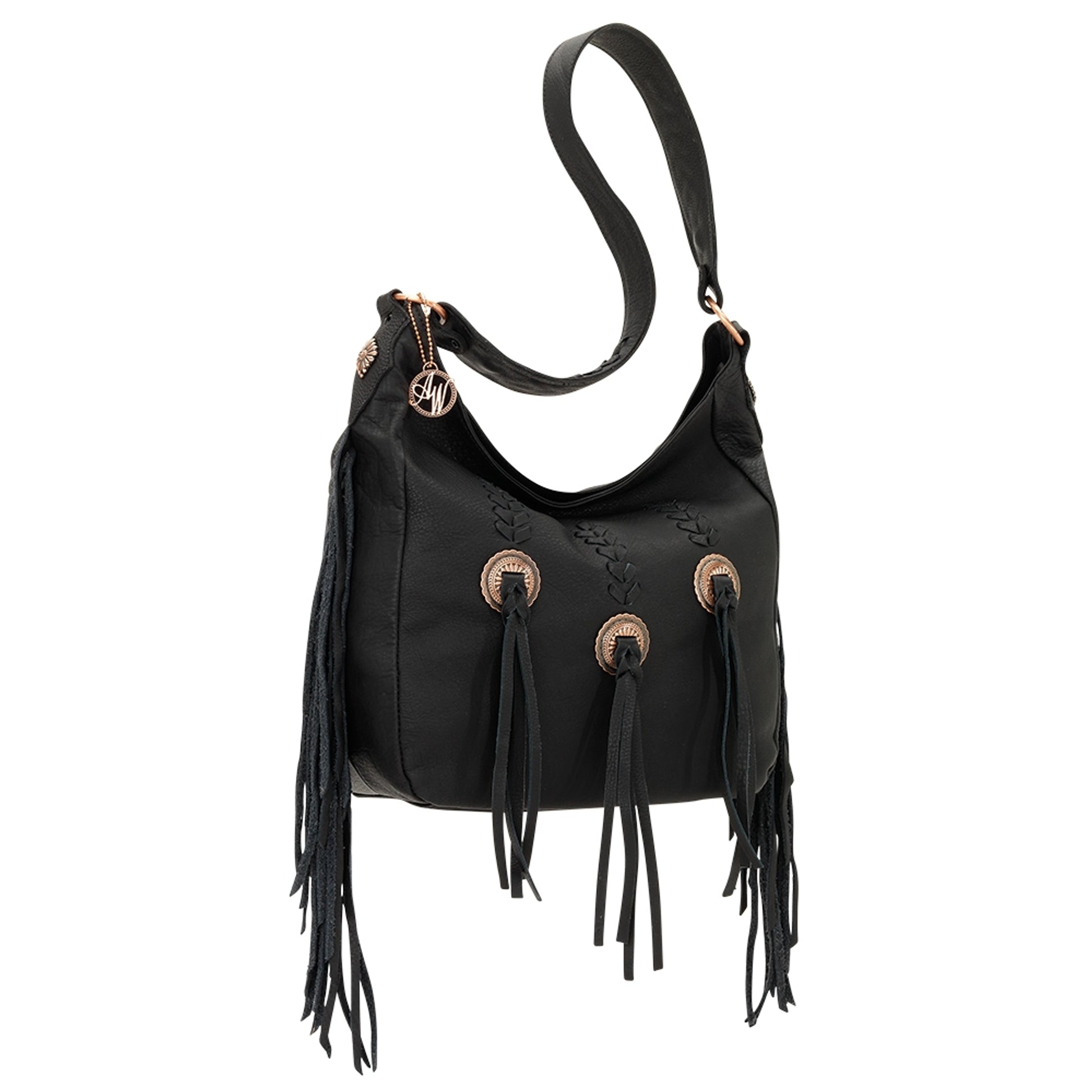 AMERICAN WEST Dream Catcher Slouch Zip Top Shoulder Bag - Black