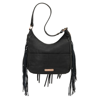 AMERICAN WEST Dream Catcher Slouch Zip Top Shoulder Bag - Black