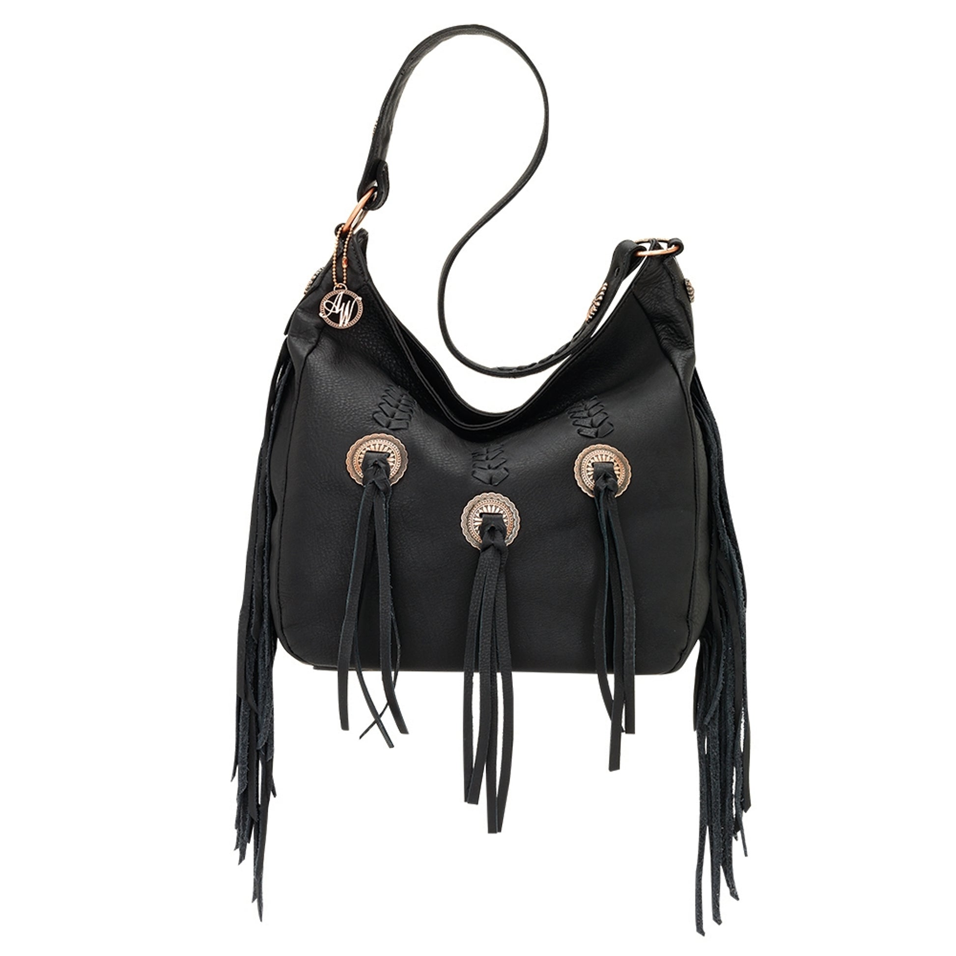 AMERICAN WEST Dream Catcher Slouch Zip Top Shoulder Bag - Black